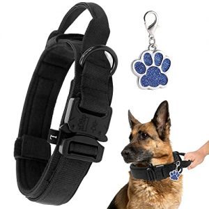 LIVETTY Verstellbare Hundehalsband Robuste Kontrollgriff, Taktisches Hundehalsband mit Robuste Metallschnalle für Mittlere Große Hunde,Hundehalsband breit 3.8CM,Halsband K9 Training Nylon L
