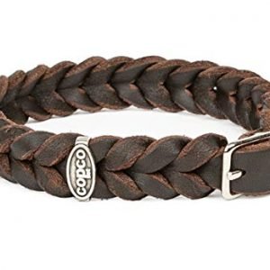 CopcoPet – Fettleder Halsband, Braun, 15mm Breite, 25-29cm Halsumfang, geflochten mit Dornschließe, geflochtenes Hundehalsband, Handarbeit aus Deutschland, hochwertiges Rindsleder