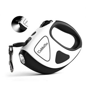CeMeow Hundeleine Kleine Hund Ausziehbar 5M Hundeleinen mit Taschenlampe, EIN Knopf für Bremse und Lock Sicherheitssystem, Ergonomischer Handgriff für Hunde in Allen Größen