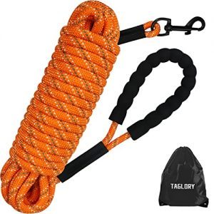 Taglory Schleppleine 10m für Hunde, Hundeleine mit Gepolsterten Griff, Trainingsleine für Kleine bis Große Hunde, Orange