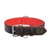 Riparo Echtes Leder Verstellbares K-9 Hundehalsband mit Zusätzlicher Verstärkung (XL: 4,5CM Breit für 55,9CM – 63,5CM Hals, Schwarz-roter Faden)
