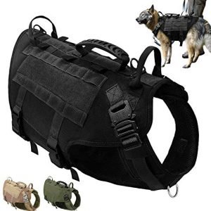PET ARTIST K9 Hundegeschirr für mittelgroße und große Hunde, zum Wandern, kein Ziehen an der Vorderseite, Molle-Weste für Hunde, Schwarz, (Brustumfang 80-105cm)
