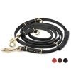 KENDUN Hundeleine Leder Für Große Hunde, Hochwertiger Fettlederleine Mit Starkem Karabiner und Bequeme Griff, Reißfeste Und wasserdichte Lederleine (2.80 m x 12 mm, Schwarz)